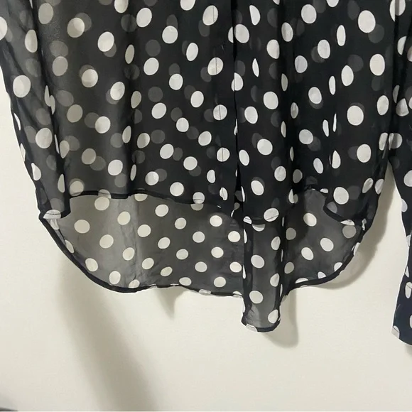 Free People Black/White Sheer Polka Dot Easy Rider Blouse Size Small - Picture 8 of 9